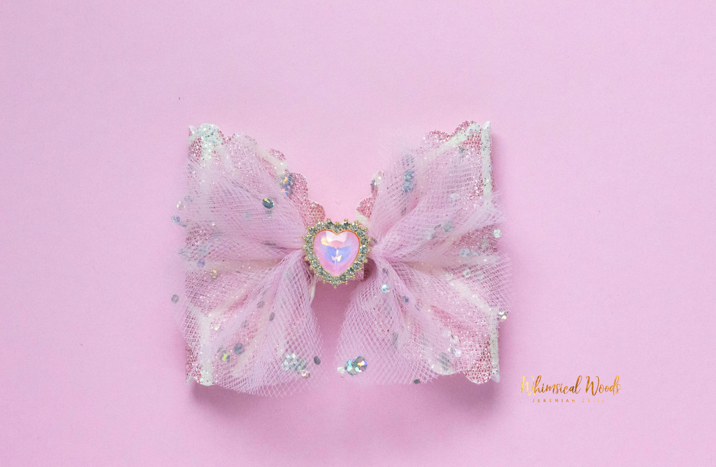 4" Miss Sparkle Hair Bow with Heart Jewel