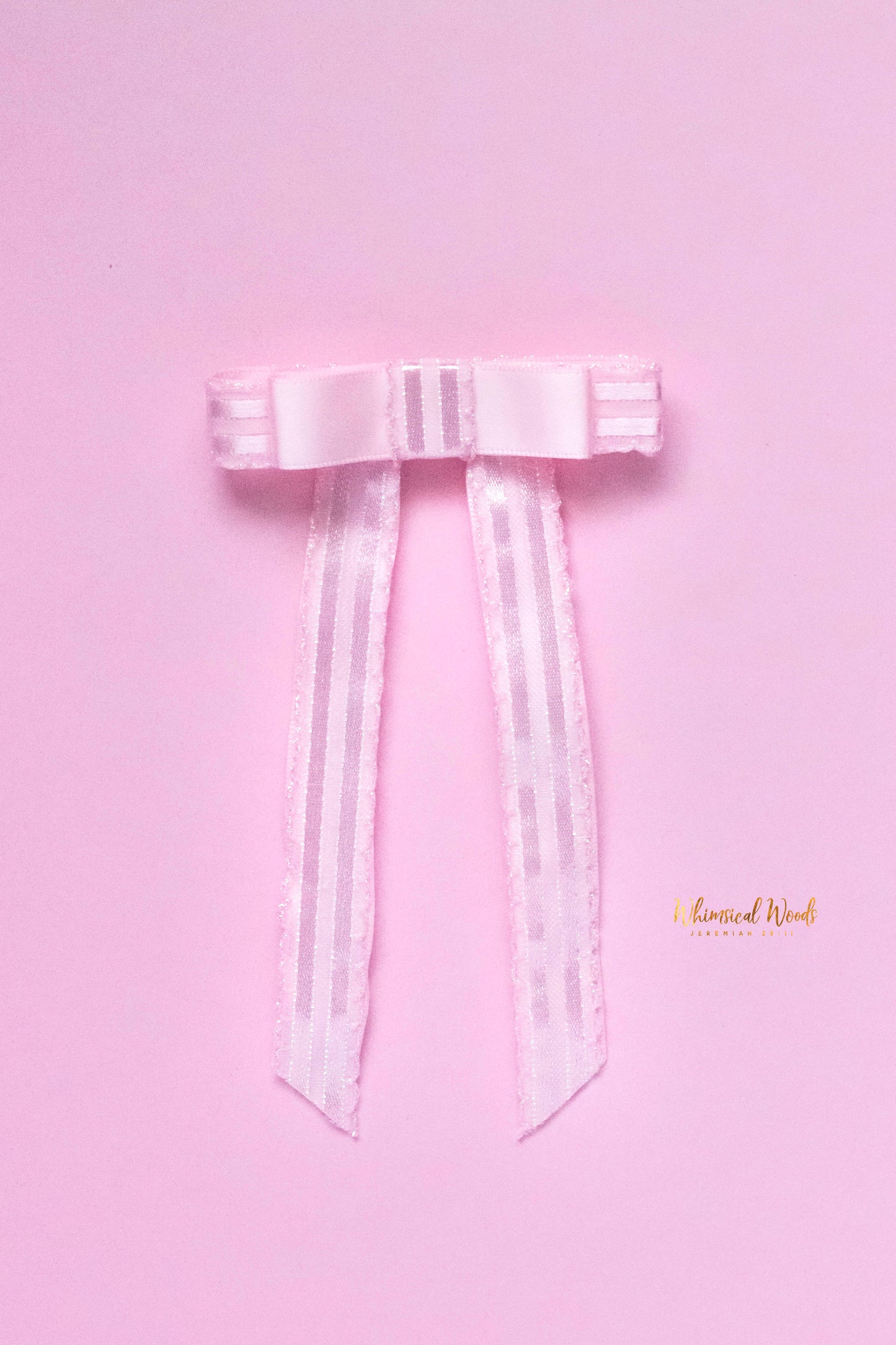 Iridescent Pink Long Tail Ribbon Bow