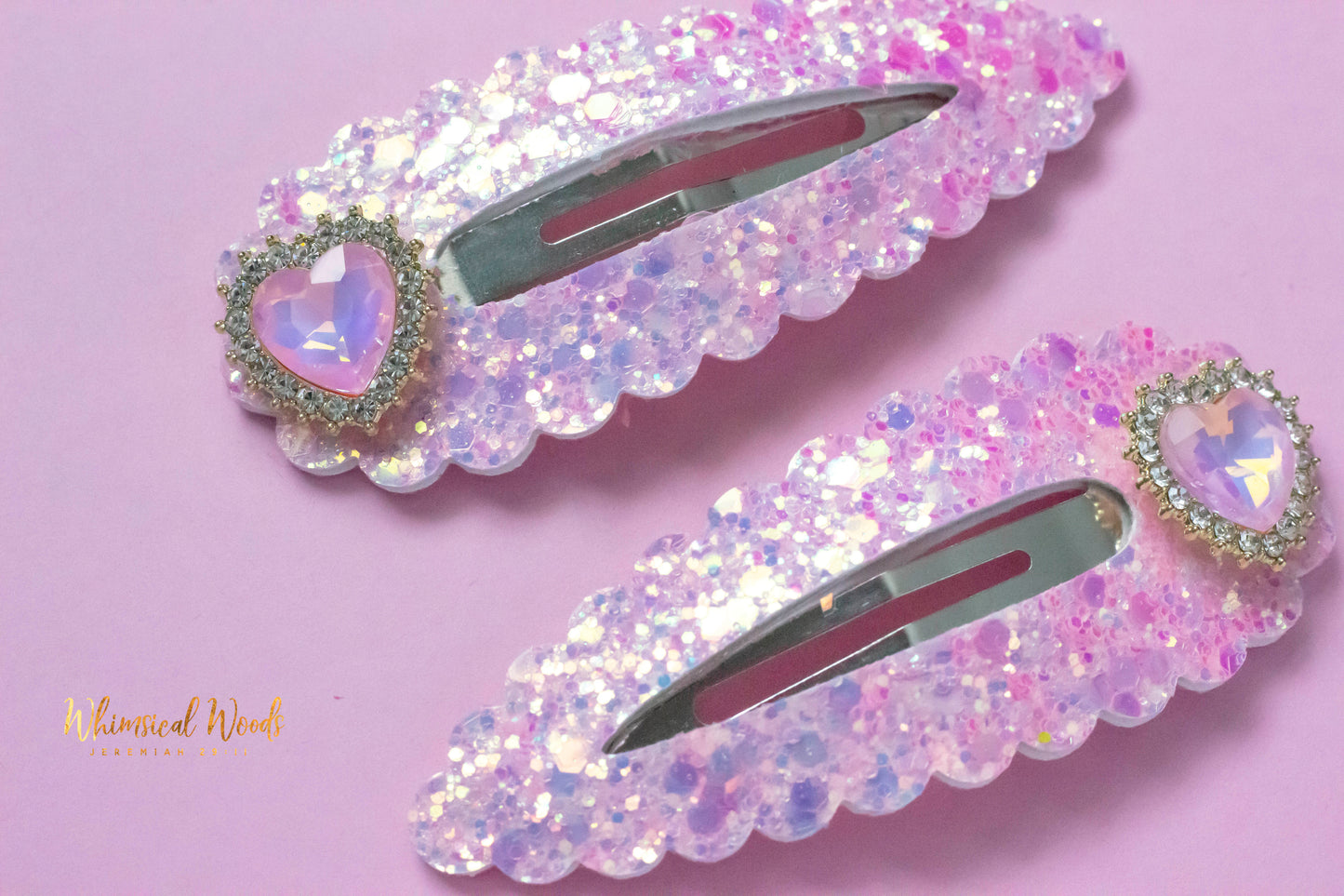 3" Pink Jelly Heart Snap Clip